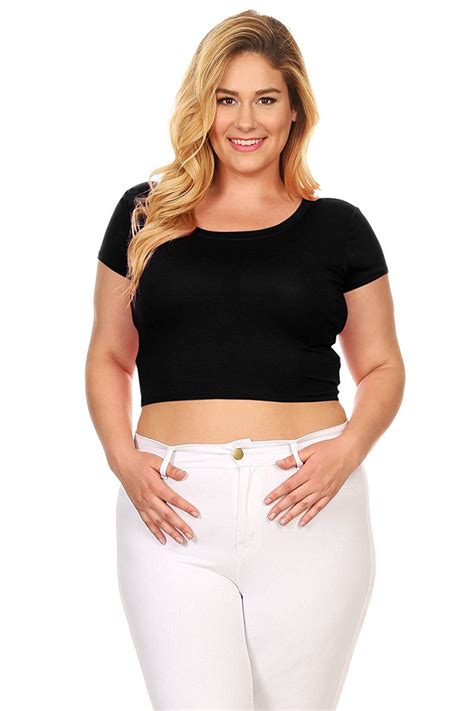 bbw crop top|Amazon.com: Plus Size Cropped Tops For Women